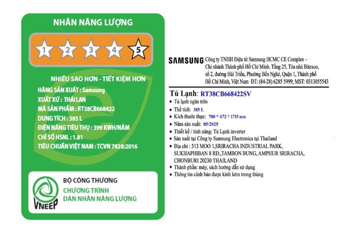 Tủ lạnh Samsung Inverter 385 lít Bespoke RT38CB668422SV